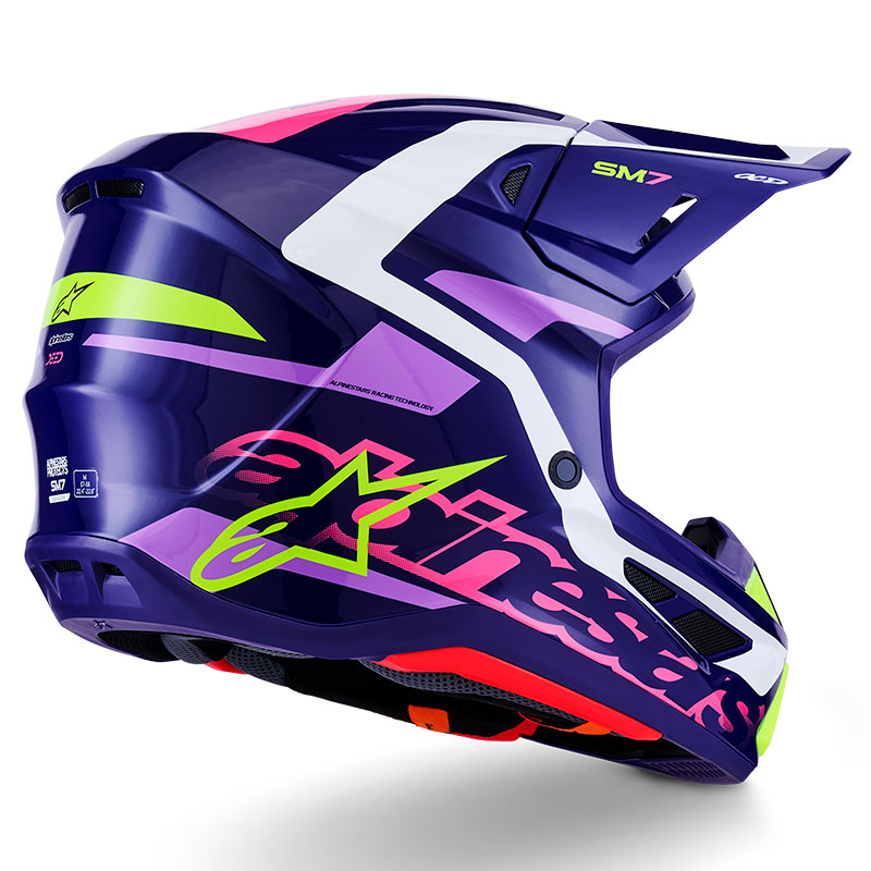 casque cross alpinestars sm7 2026 deed bleu blanc enduro