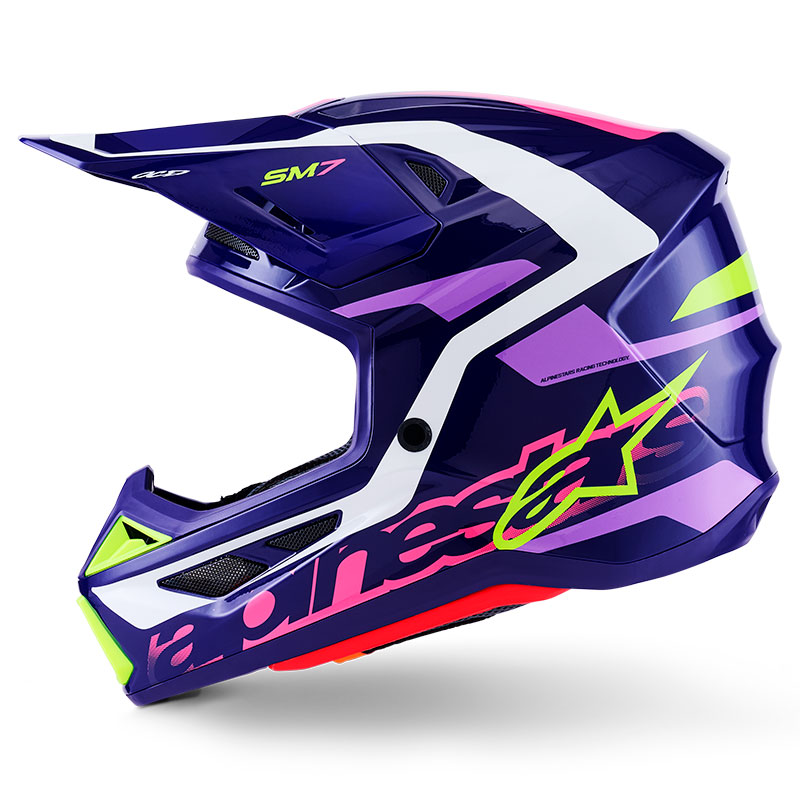 casque cross alpinestars sm7 2026 deed bleu blanc fxmotors