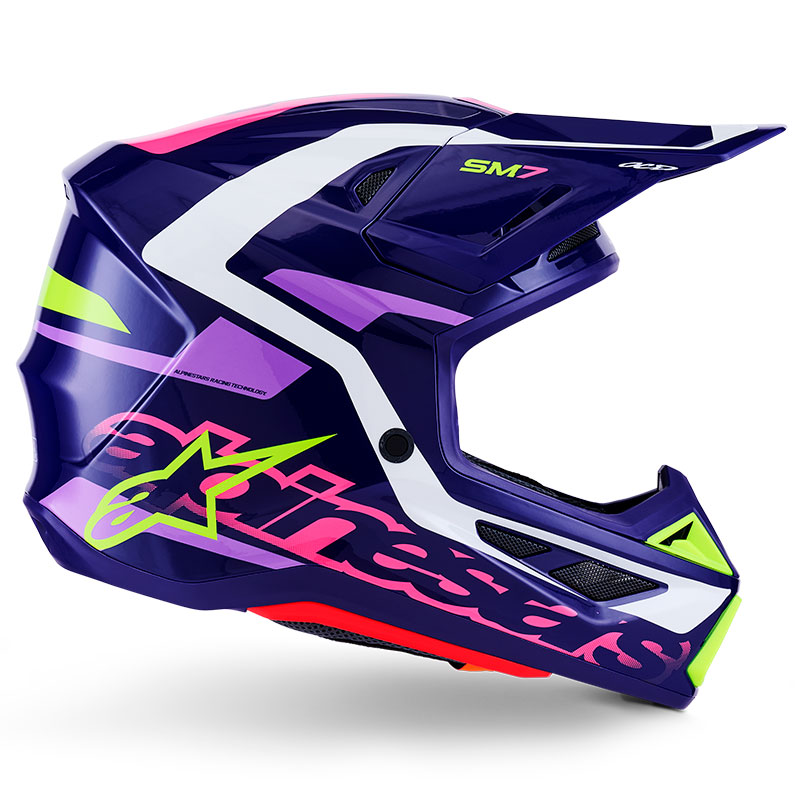 casque cross alpinestars sm7 2026 deed bleu blanc supercross