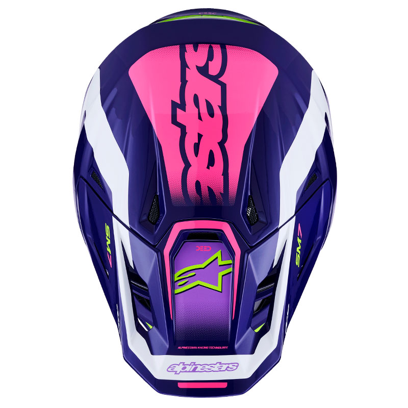 casque cross alpinestars sm7 2026 deed bleu blanc trail