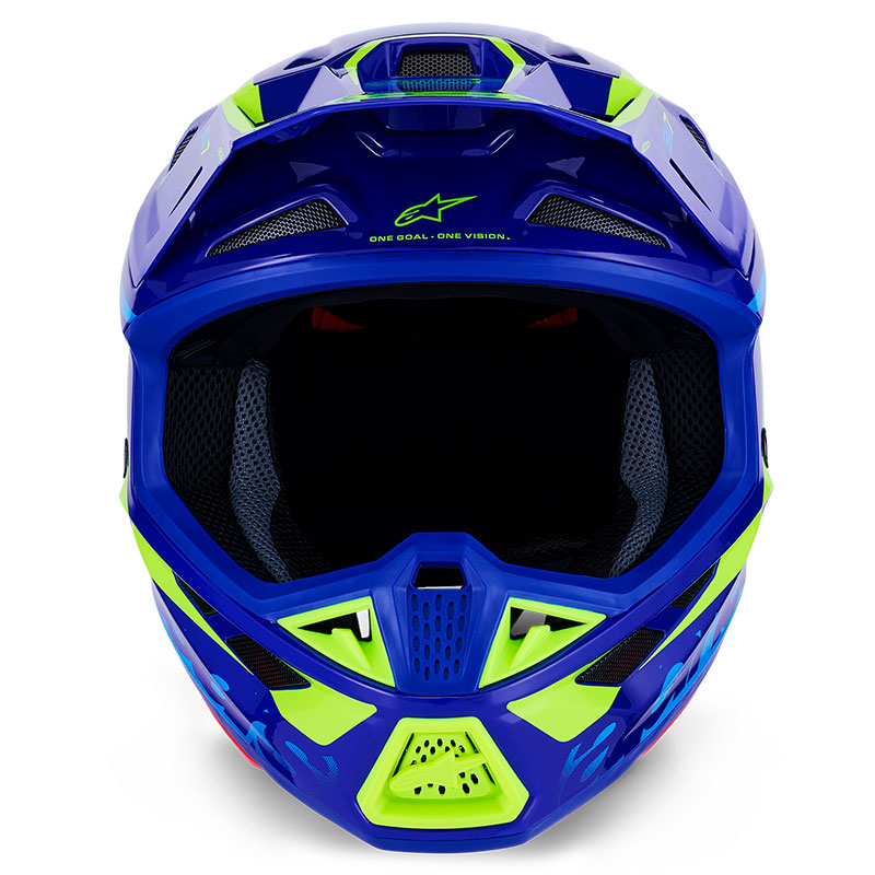 casque cross alpinestars sm7 2026 deed bleu jaunefluo motocross