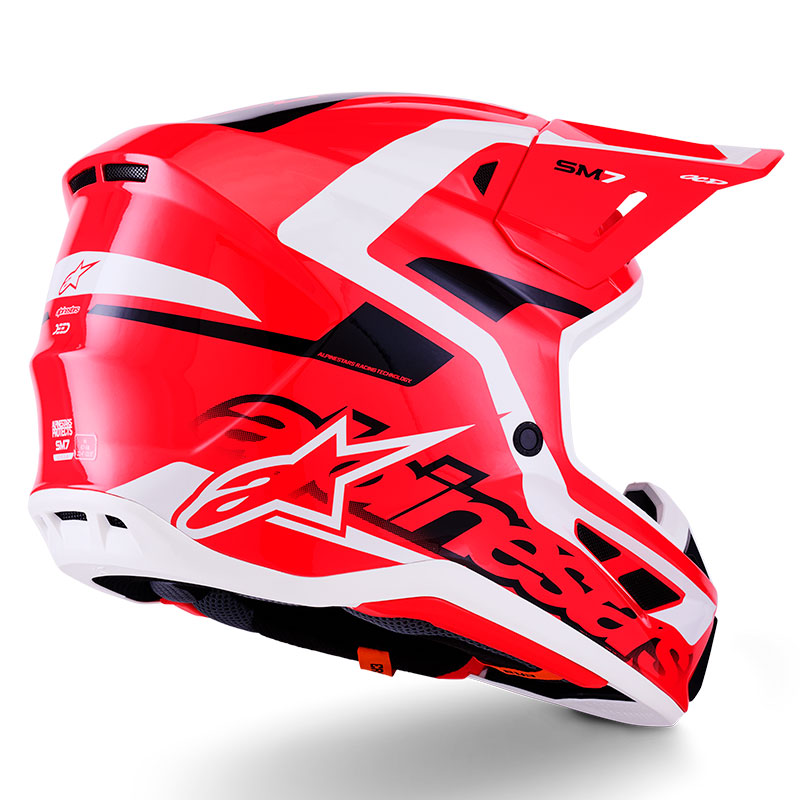 casque cross alpinestars sm7 2026 deed rouge blanc enduro