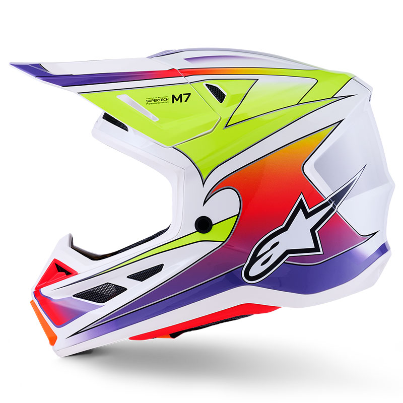 casque cross alpinestars sm7 2026 fuse blanc jaune fluo violet fxmotors