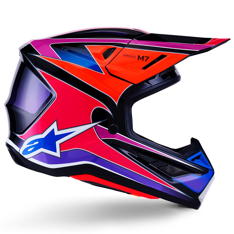 casque cross alpinestars sm7 2026 fuse noir violet supercross