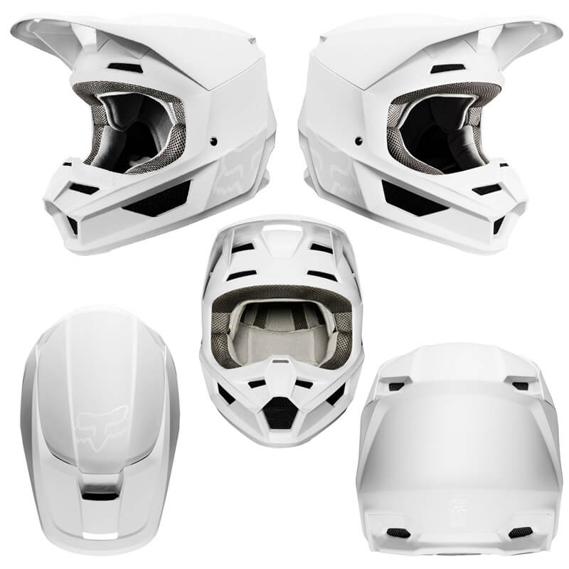 casque cross fox racing V1 matte blanc 2020 cross