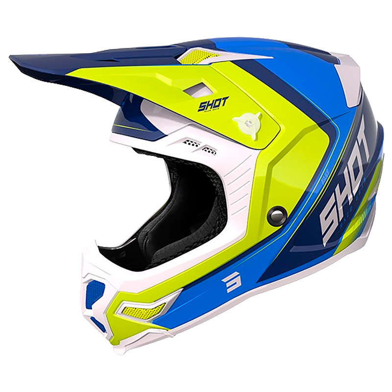 casque cross shot fast 2023 bleu jaune moto