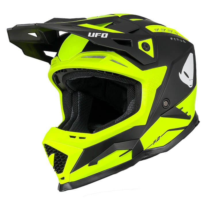 casque cross ufo echus jaune fluo noir 24 motocross