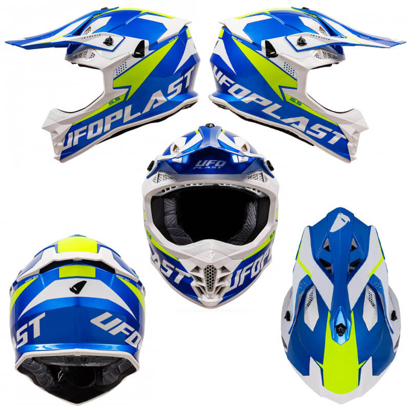 casque cross ufo intrepid beu jaune fluo 2024 enduro