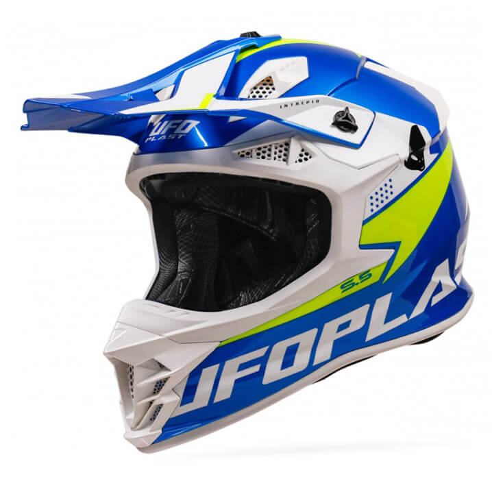 casque cross ufo intrepid beu jaune fluo 2024 motocross