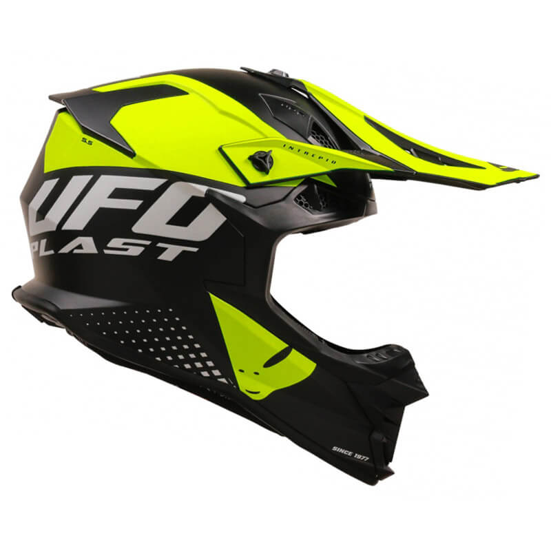 casque cross ufo intrepid noir jaune fluo mat 2024 enduro