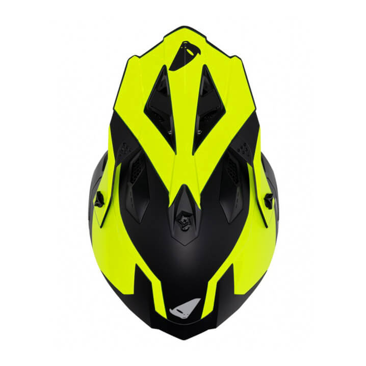 casque cross ufo intrepid noir jaune fluo mat 2024 motocross