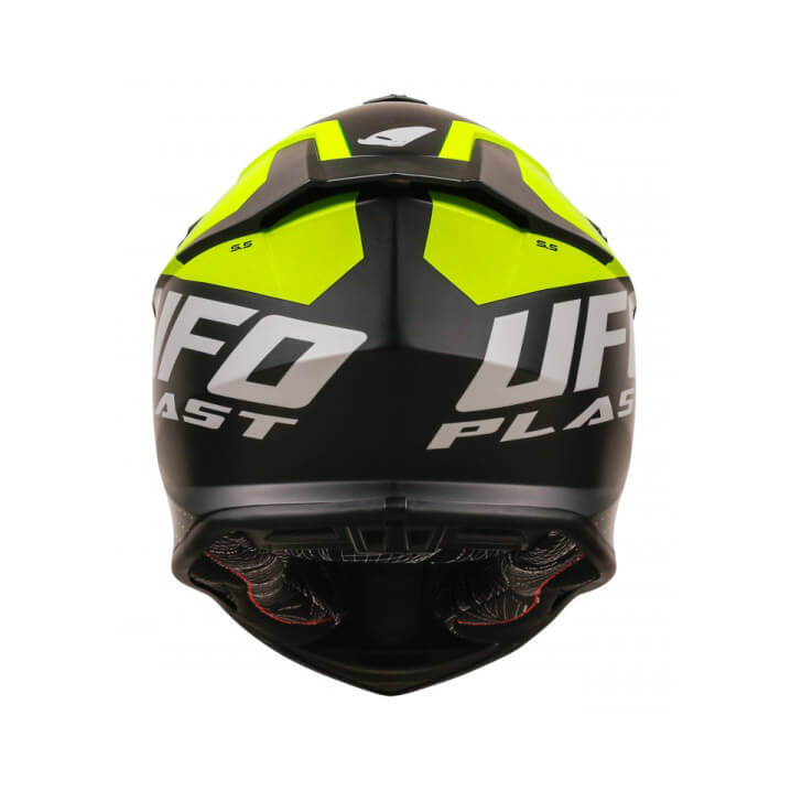 casque cross ufo intrepid noir jaune fluo mat 2024 quad