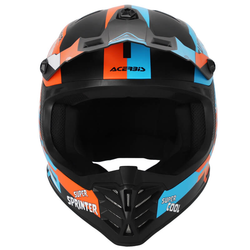 casque enfant acerbis profile bleu orange 2024 motocross