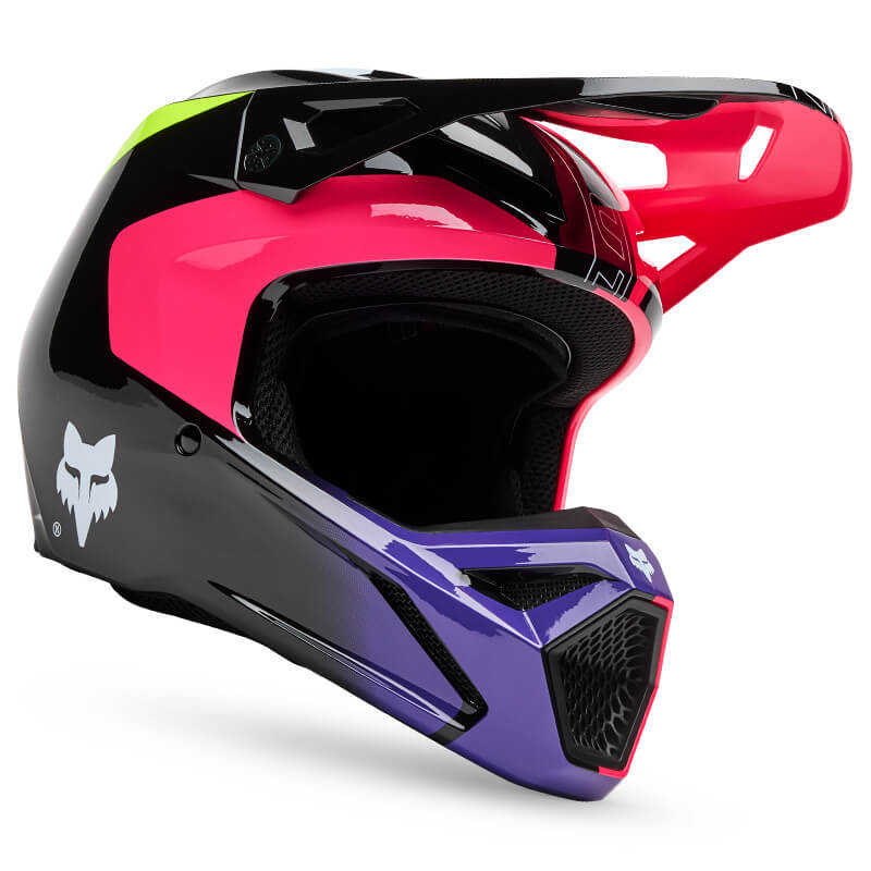 casque enfant fox racing v1 elevated rose 2025 motocross