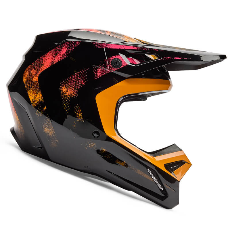 casque enfant fox racing v1 kairos noir orange rose