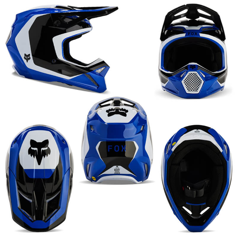 casque enfant fox racing v1 nitro bleu 2024 cross