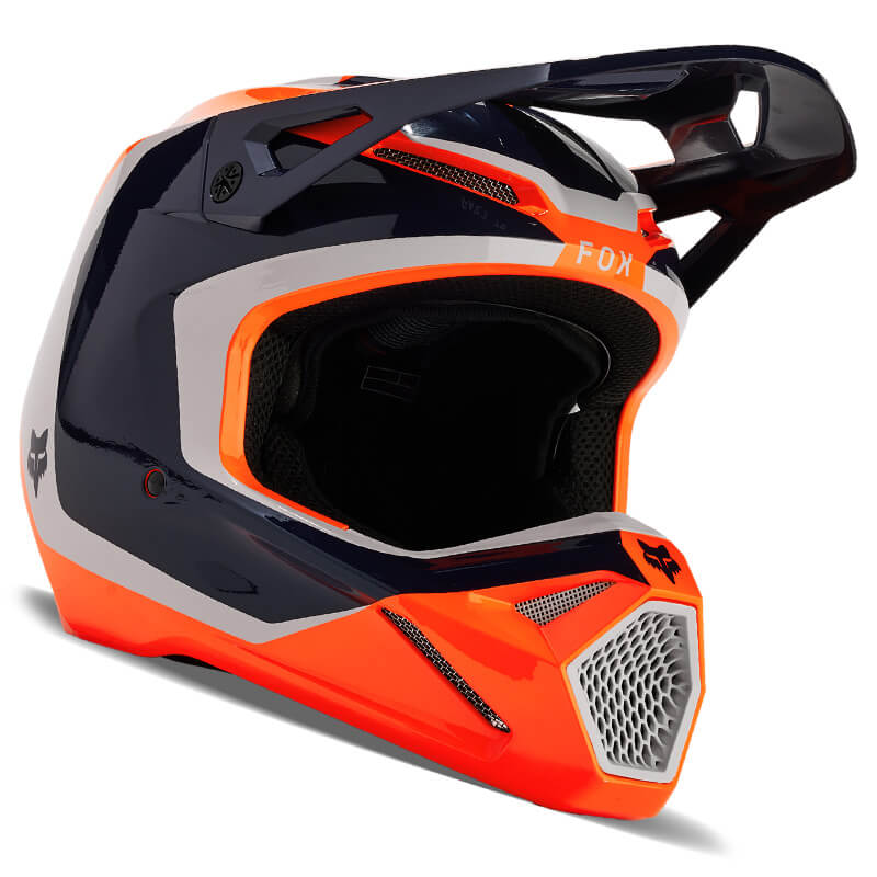 casque enfant fox racing v1 nitro orange fluo 2024 motocross