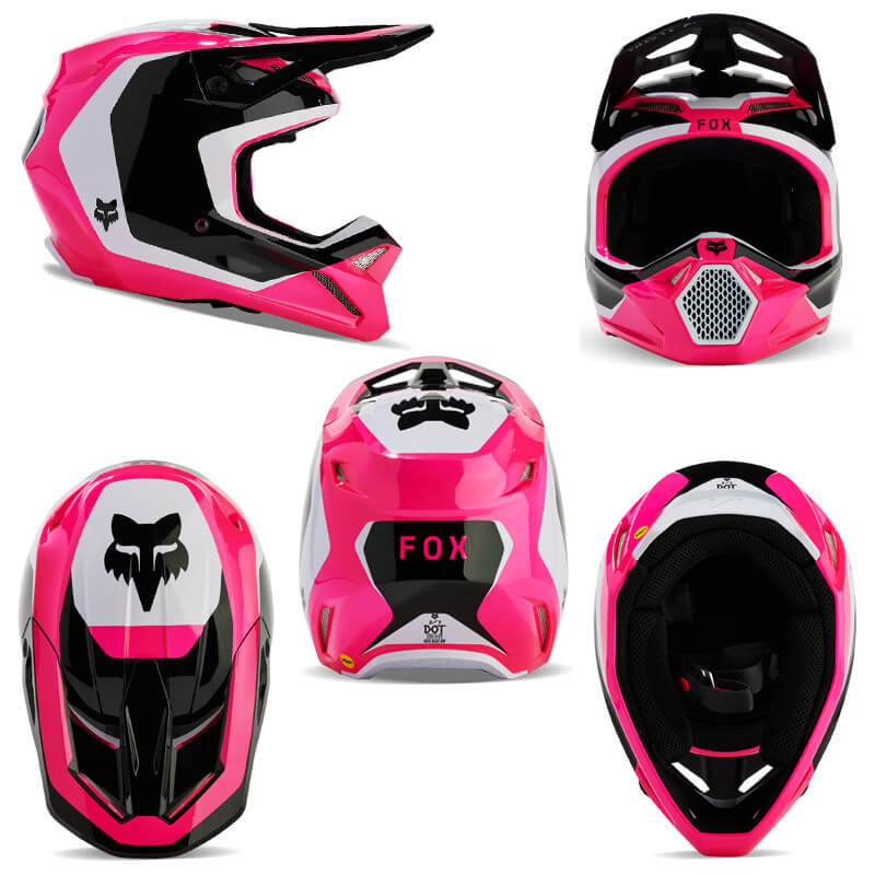 casque enfant fox racing v1 nitro rose 2024 cross