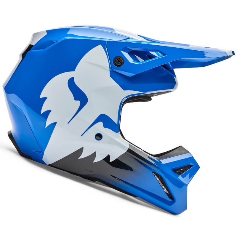casque enfant fox racing v1 shield bleu blanc.noirjpg