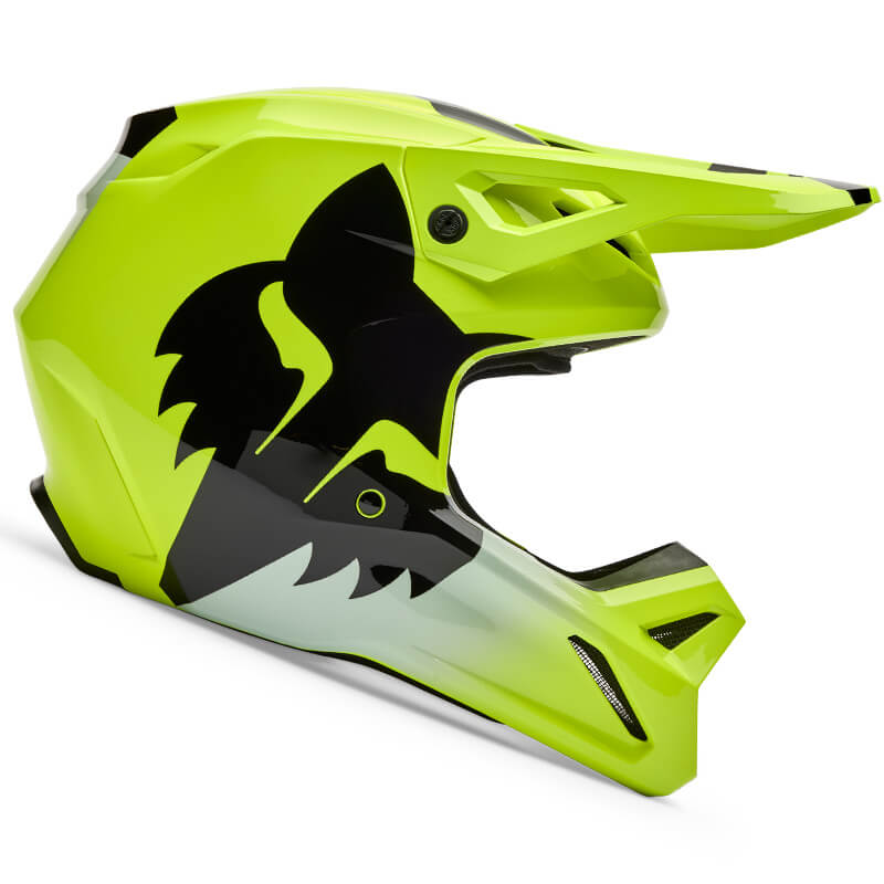 casque enfant fox racing v1 shield jaune blanc noir