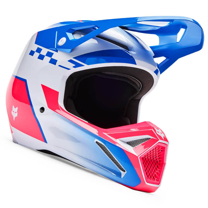casque fox racing v1 collect bleu rose 2026 motocross