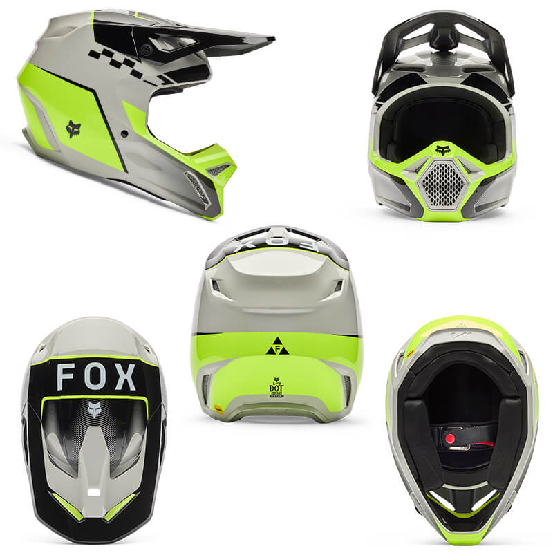 casque fox racing v1 collect jaune gris cross