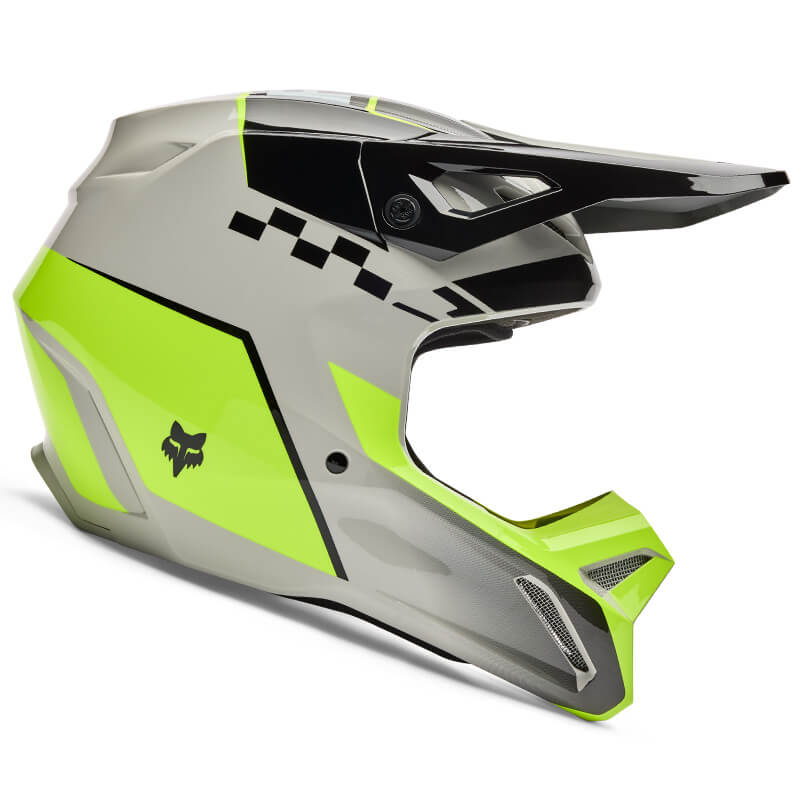 casque fox racing v1 collect jaune gris