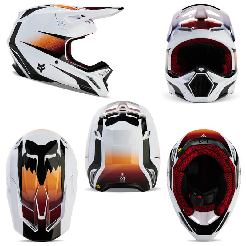 casque fox racing v1 flora blanc 2024 cross