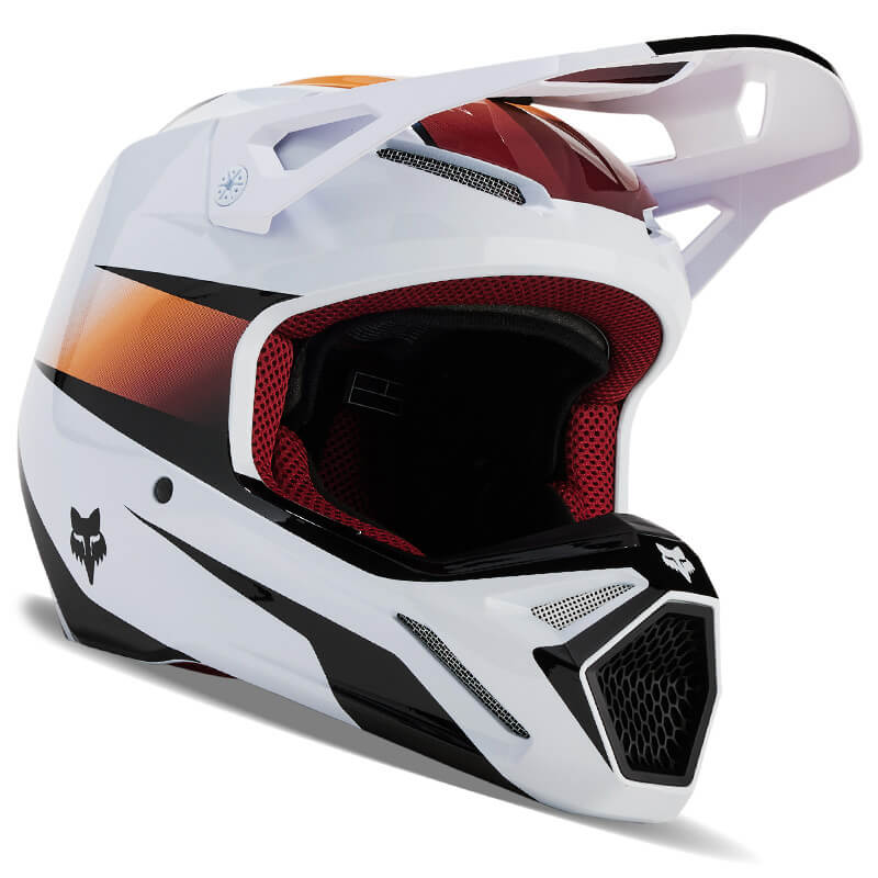 casque fox racing v1 flora blanc 2024 motocross