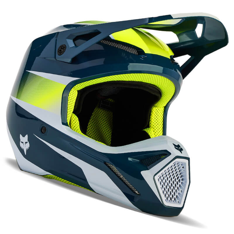 casque fox racing v1 flora indigo 2024 motocross