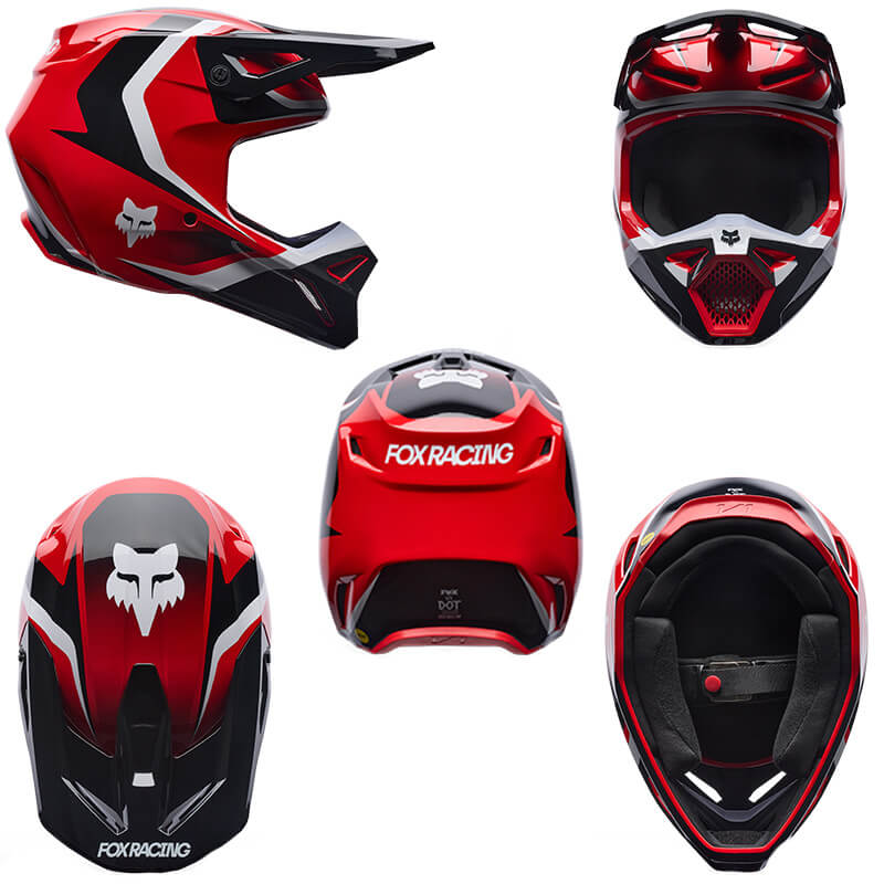 casque fox racing v1 frame rouge mx