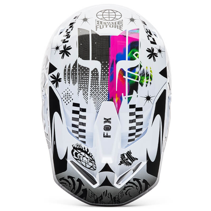 casque fox racing v1 image cosmo blanc 2026 enduro