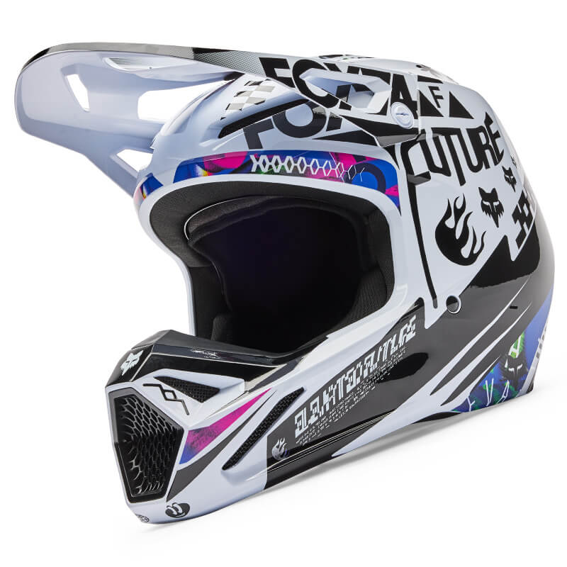 casque fox racing v1 image cosmo blanc 2026 sx