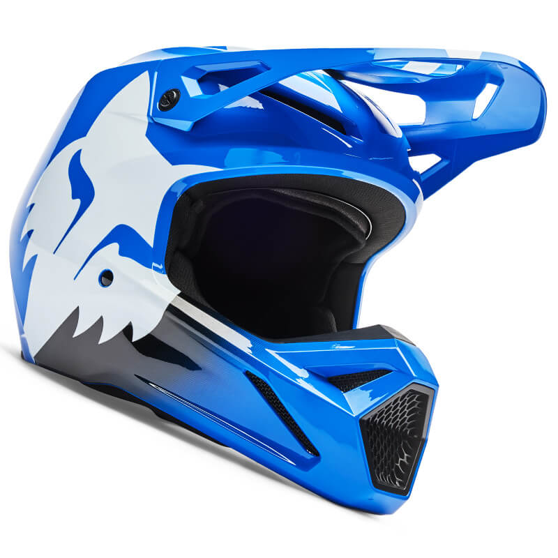 casque fox racing v1 shield bleu 2026 motocross