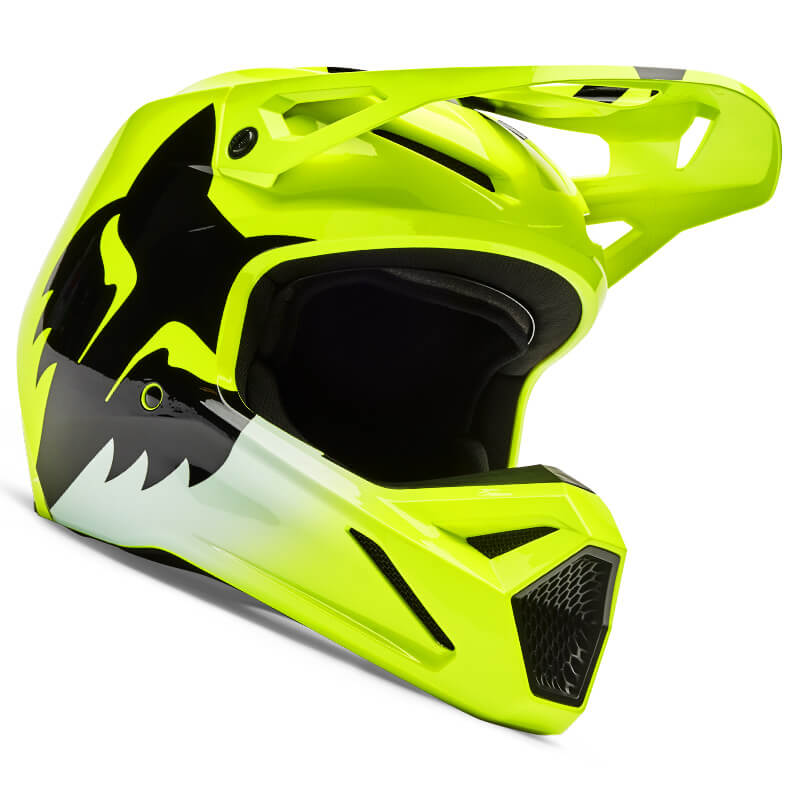 casque fox racing v1 shield jaune fluo 2026 motocross