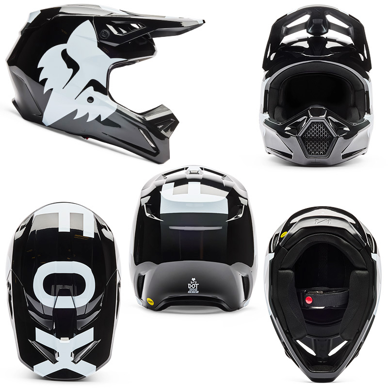 casque fox racing v1 shield noir 2026 cross