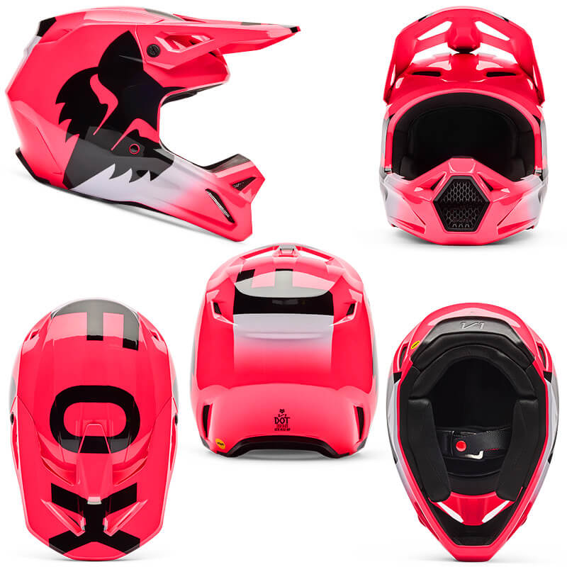 casque fox racing v1 shield rose 2026 cross