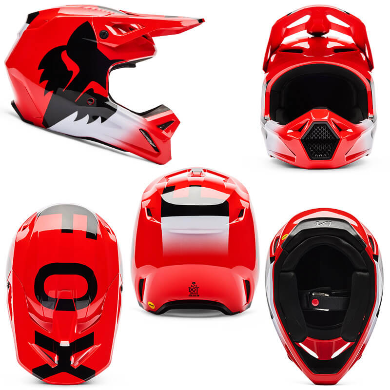 casque fox racing v1 shield rouge 2026 cross