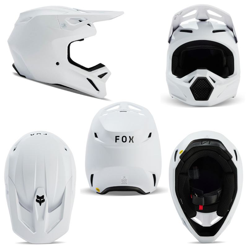 casque fox racing v1 solid blanc 2024 motocross