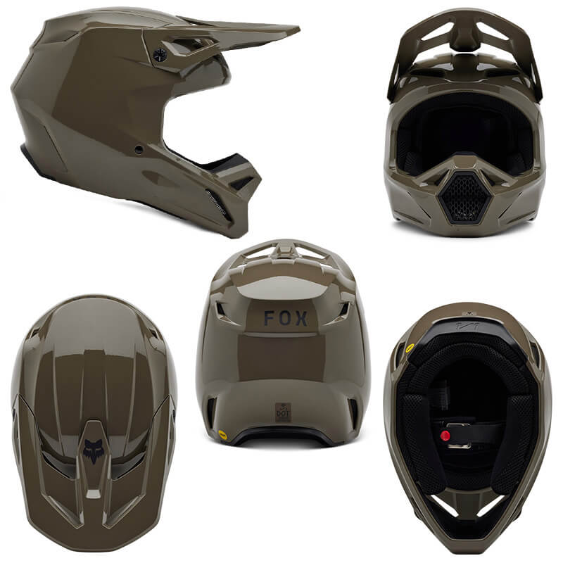 casque fox racing v1 solid gris 2025 motocross