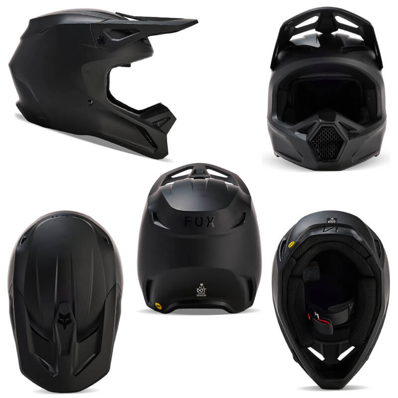 casque fox racing v1 solid noir mat 2024 motocross