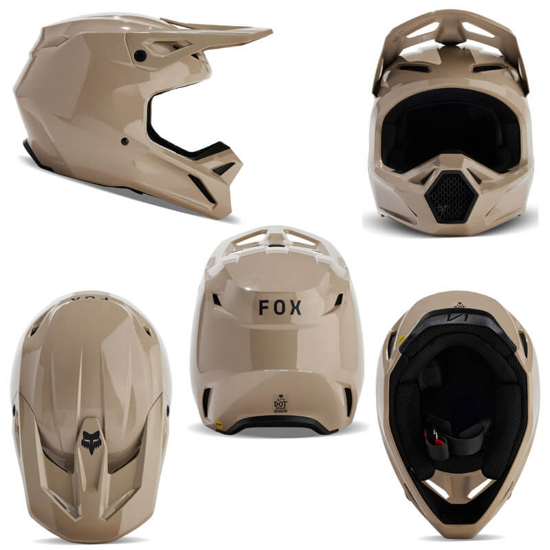 casque fox racing v1 solid taupe 2024 motocross