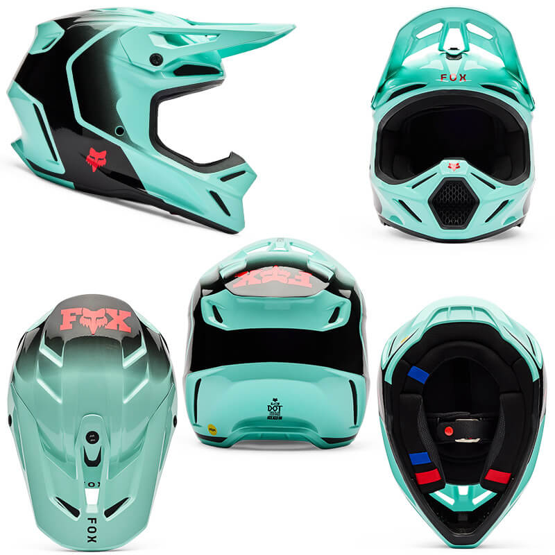 casque fox racing v3 drip turquoise 2026 cross