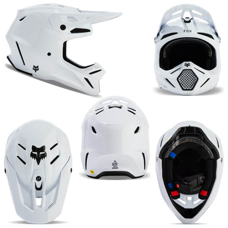 casque fox racing v3 rs carbon solid blanc 2024 cross