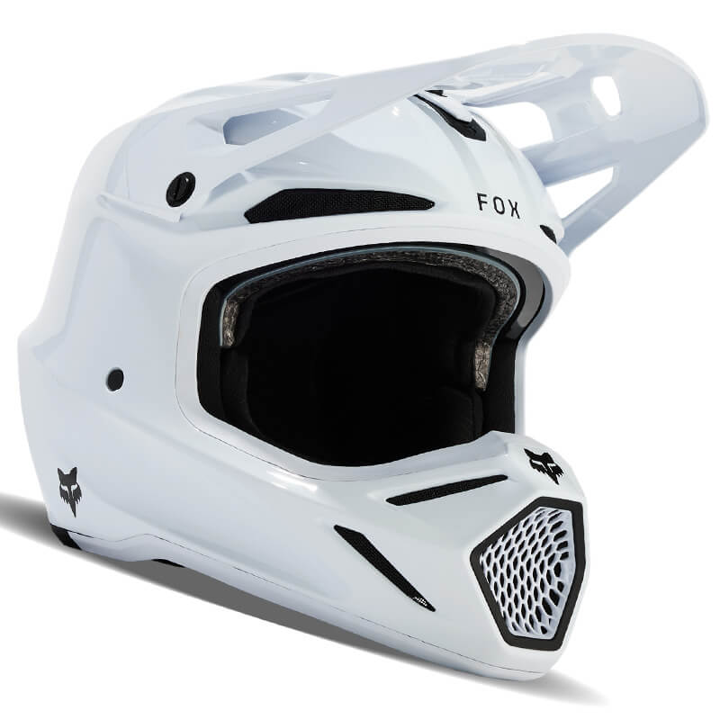 casque fox racing v3 rs carbon solid blanc 2024 motocross