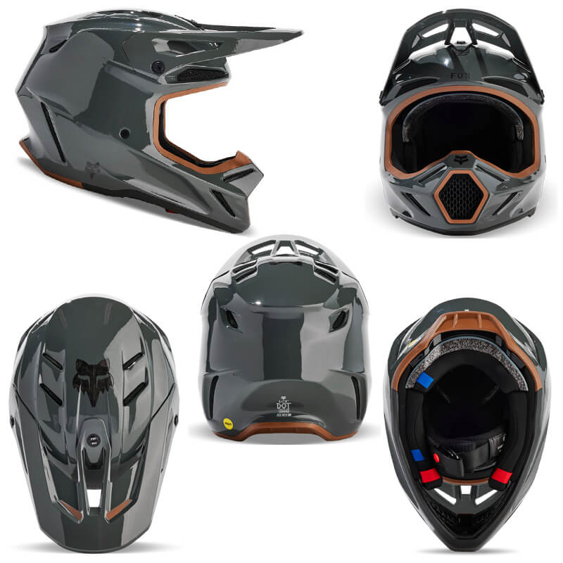 casque fox racing v3 rs carbon solid gris 2024 cross