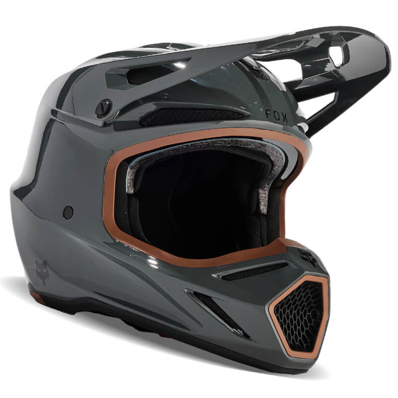casque fox racing v3 rs carbon solid gris 2024 motocross