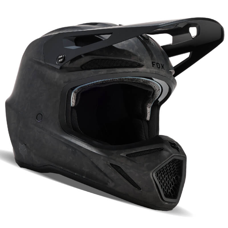 casque fox racing v3 rs carbon solid noir 2024 motocross
