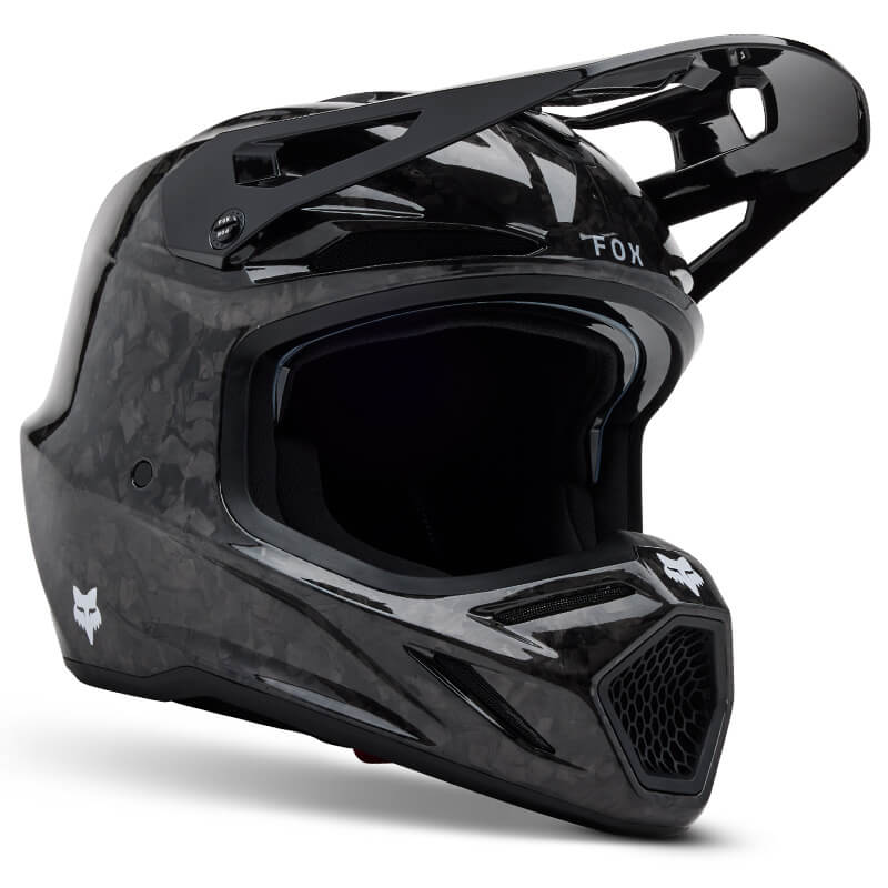 casque fox racing v3 rs carbon solid noir brillant 2024 motocross
