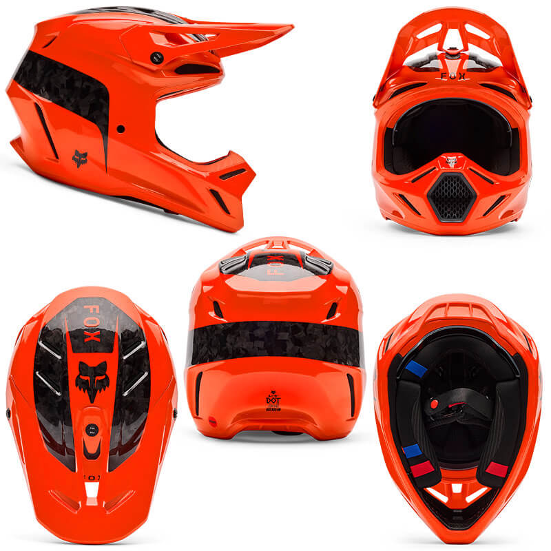 casque fox racing v3 rs fracture orange fluo 2026 cross